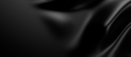 3d soft black waves background. Dark silk crumples. Elegant minimalistic satin ripples backdrop. 3d render illustrationの写真素材