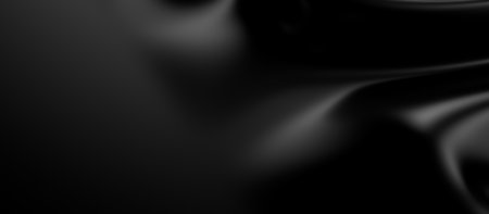 3d soft black waves background. Dark silk crumples. Elegant minimalistic satin ripples backdrop. 3d render illustrationの写真素材