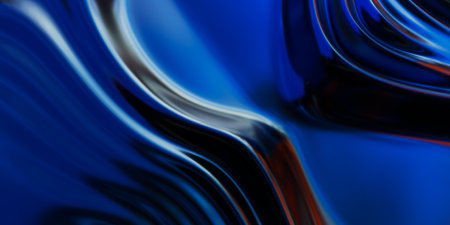 Abstract metallic soft waves, shiny iridescent liquid shapes. 3d render illustrationの写真素材