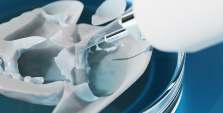 Closeup on bioprinted organ tissue in petri dish. Innovation in transplantology medicine technology. Bio engineering concept. 3d render illustrationの写真素材