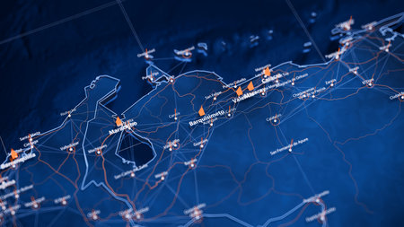 Barquisimeto map big data visualization. Futuristic map infographic of city in Venezuela. Visual map...