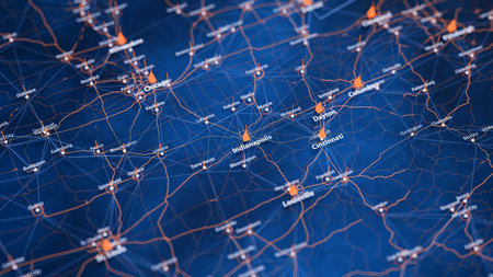 Indianapolis map big data visualization. Futuristic map infographic of city in USA. Visual map data...