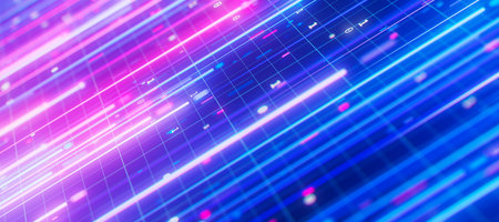 Bigdata light speed planar flow. Abstract digital data stream of quantum computing. Cyberspace of...
