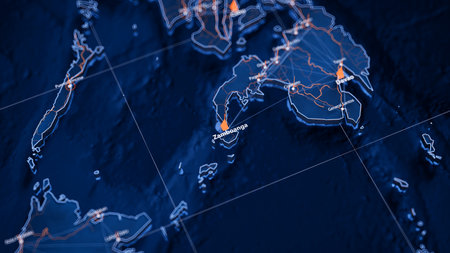 Zamboanga map big data visualization. Futuristic map infographic of city in Philippines. Visual map...