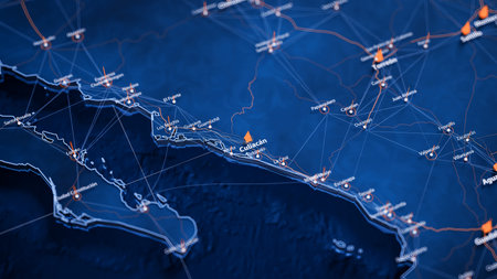 Culiacan map big data visualization. Futuristic map infographic of city in Mexico. Visual map data...