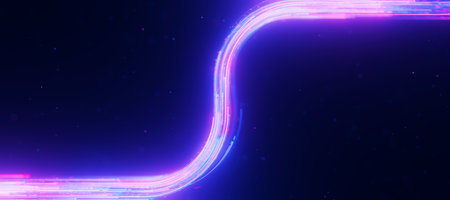 Bigdata light speed data flow S-turn. Abstract digital data stream of quantum computing. Cyberspace...
