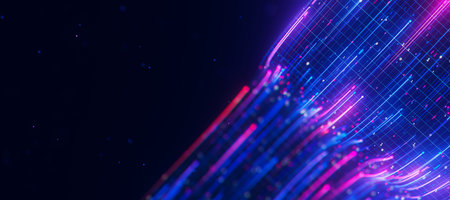 Closeup of Bigdata light speed data flow. Abstract digital data stream of quantum computing....