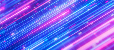 Bigdata light speed planar flow. Abstract digital data stream of quantum computing. Cyberspace of...