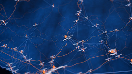 Las Vegas map big data visualization. Futuristic map infographic of city in USA. Visual map data...