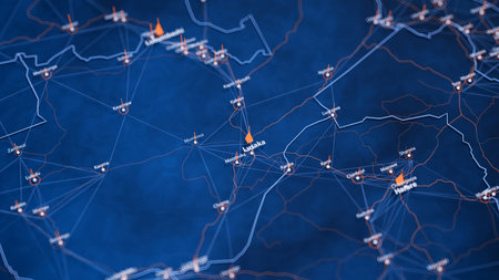 Lusaka map big data visualization. Futuristic map infographic of city in Zambia. Visual map data...