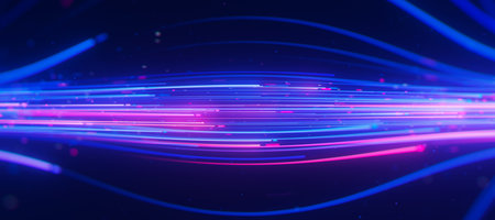 Inside Bigdata light speed data flow. Abstract digital data stream of quantum computing. Cyberspace...