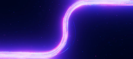 Bigdata light speed data flow S-turn. Abstract digital data stream of quantum computing. Cyberspace...
