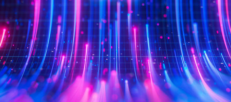 Bigdata light speed data flow upward. Abstract digital data stream of quantum computing. Cyberspace...