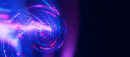 Bigdata light speed twisted flow. Abstract digital data stream of quantum computing. Cyberspace of...