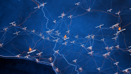 La Paz map big data visualization. Futuristic map infographic of city in Bolivia. Visual map data...