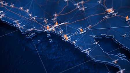 San Diego map big data visualization. Futuristic map infographic of city in USA. Visual map data...