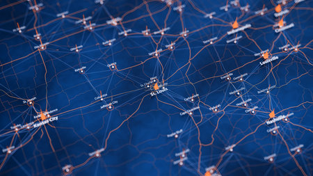 St. Louis map big data visualization. Futuristic map infographic of city in USA. Visual map data...