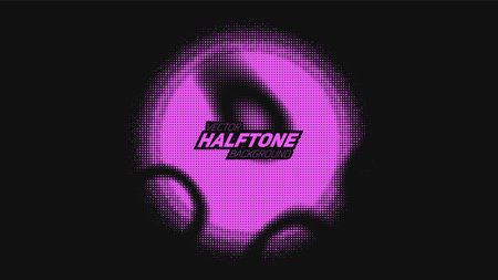 Abstract vector torn violet halftone distorted sphere. Scrathed dotted texture element. Point glitchのイラスト素材