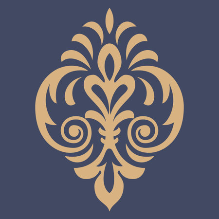 Vector damask stencil element. Floral baroque ornament pattern design. Vintage victorian arabesque motif.のイラスト素材