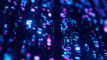 Closeup of Neural network model, LLM structure background. AI big data processing technological...