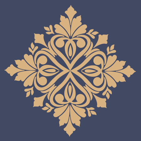 Vector damask stencil element. Floral baroque ornament pattern design. Vintage victorian arabesque motif.のイラスト素材