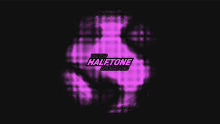 Abstract vector torn violet halftone distorted sphere. Scrathed dotted texture element. Point glitchのイラスト素材