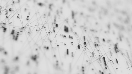 Closeup of Neural network model, LLM structure background. AI big data processing technological...