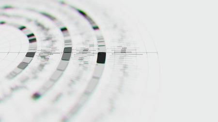 Closeup of Big Data complex round graph background. Quantum computing universe. Cyber space of AI...