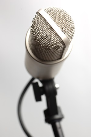 Television broadcast microphone. Isolated over white.の写真素材