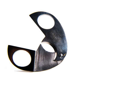 Metal cigar cutter isolated on white background. Space for text.の写真素材