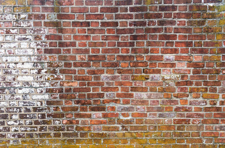 Old Brick Wall Texture. Grungy Wide Brickwall. Grunge Red Stonewall Background. Abstract Web Banner....