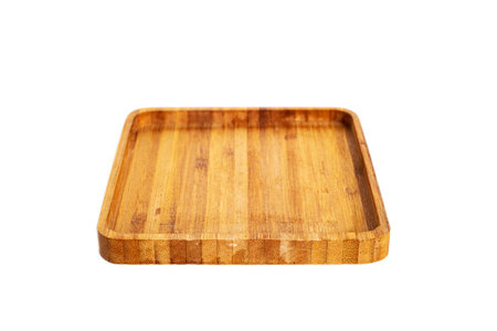 wooden rectangular cup isolated on white,の写真素材