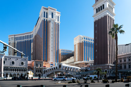 Replica of St Mark Campanile, Venetian Resort hotel and casino on the Las Vegas Strip in Las Vegas.のeditorial素材