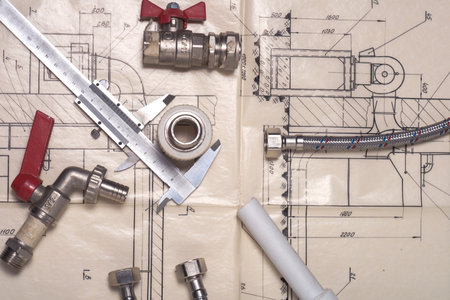 development of drawings of the water supply system of the enterprise. Design and production of communications. Industrial measuring instruments and drawings.の写真素材