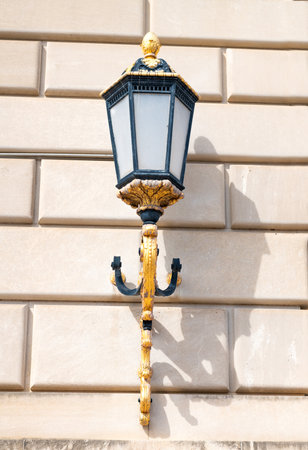 stylish street lamp on the facade of an administrative building in Washington DC.の写真素材