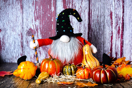 Festive pumpkins, brownie doll Halloween party concept.の写真素材