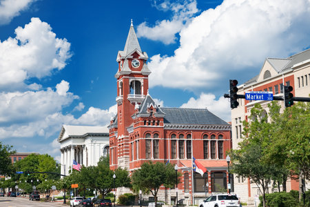 Beautiful architecture along Street in Wilmington's historic districtのeditorial素材