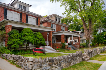 Residential brick buildings on the old streets of Winchester, Virginia.のeditorial素材