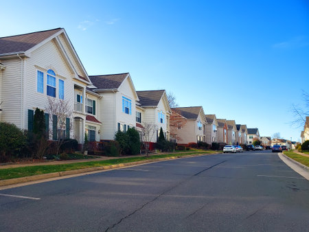typical American new construction neighborhood, single-family homes USA real estate