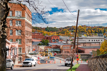 brick architecture of the historic town of Cumberland in Maryland.のeditorial素材