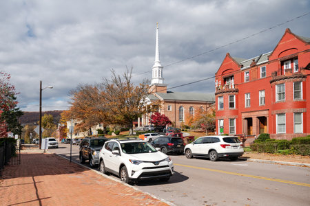 brick architecture of the historic town of Cumberland in Maryland.のeditorial素材