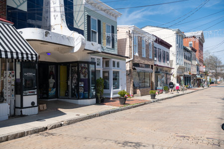 The historic city of Annapolis on Maryland's Chesapeake Bay. various architectural styles in Old Town district.のeditorial素材