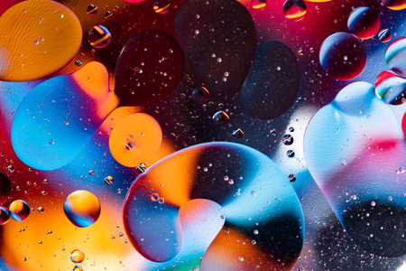 movement of oil bubbles. Fantastic structure of colorful bubbles. Abstract colorful background....