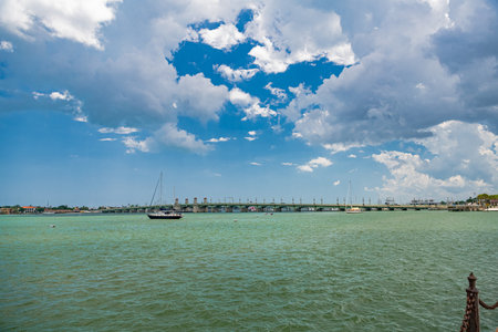 Drawbridge across the strait at St. Augustine of oldest European town in Americaの写真素材