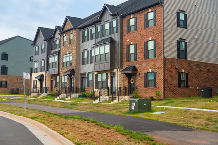 Area of ââmodern 3-storey apartment or condominium building in a suburban location.の写真素材