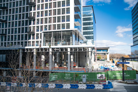 Construction of a multi-story building in downtown Reston, Virginia.