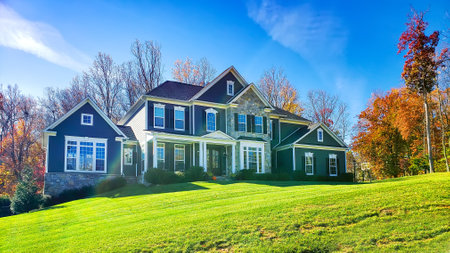 large country house The colors of autumn in the Washington Suburbs.のeditorial素材