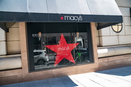 Macy's storefront in a downtown Washington, DC, neighborhood.のeditorial素材