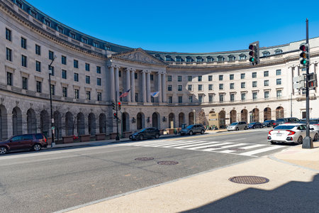 The Ronald Reagan International Trade Center building in the business district of Washington, DC.のeditorial素材