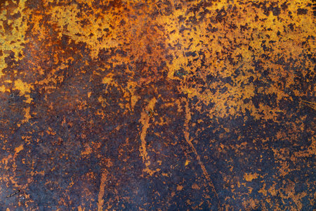 Grunge rust texture on weathered iron. Industrial material for dark, moody visuals.